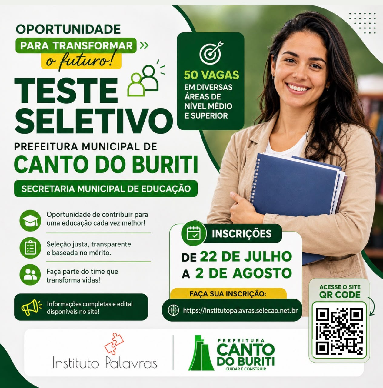 TESTE SELETIVO:50 VAGAS EM DIVERSAS ÁREAS DE NÍVEL MÉDIO E SUERIOR